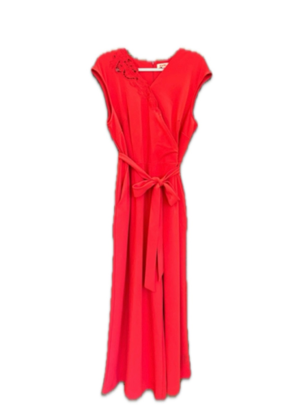 EVRI Vibrant Red Maxi Dress with Tie Waist